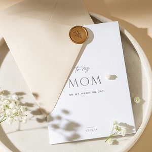 A ma mère le jour de mon mariage, carte personnalisée, cartes du jour, A ma mère, carte de mariage avec enveloppe et cachet de cire