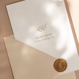 À ma mère le jour de mon mariage, carte personnalisée, cartes du jour, À ma mère, douche nuptiale, carte avec enveloppe et cachet de cire