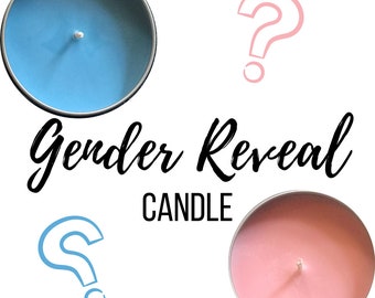 Gender Reveal Candle - 8oz Cotton Wick Tins - Baby Shower - Gift - Party Favor - It’s a Girl - It’s a Boy - Surprise Candle - Gender Party