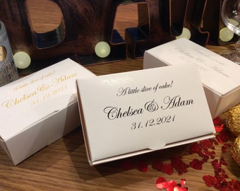 PERSONALISED x 30 Wedding Favour Cake Boxes - GRAND Size 105x65x35mm - Elegant design, with top opening, quick and easy to make up