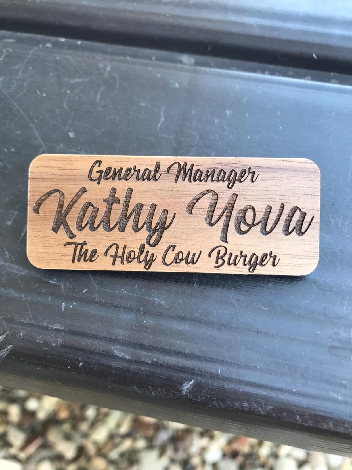 Wood Name s 3 50 X 1 00 Magnetic Name s Personalized Work Name s Engraved Name s Wooden Name Badges Custom Name s