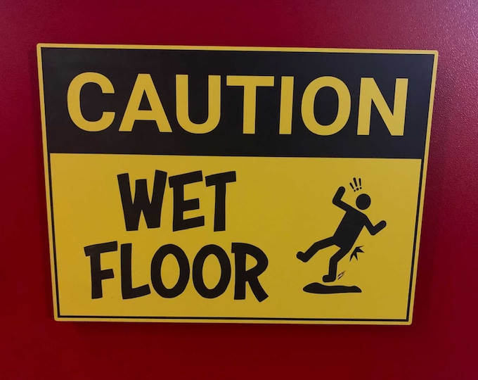 Custom Caution Sign - Thick, Durable Engraved Plastic | Wet Floor Sign | Temporary or Permanent Installation