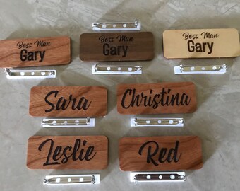 2.5" x 1" Name Tags with Real Wood Face