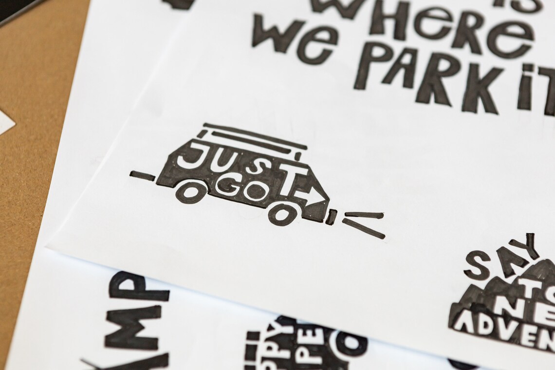 Camping vinyl calcomanía set A4 dibujo de pegatina portátil | Etsy