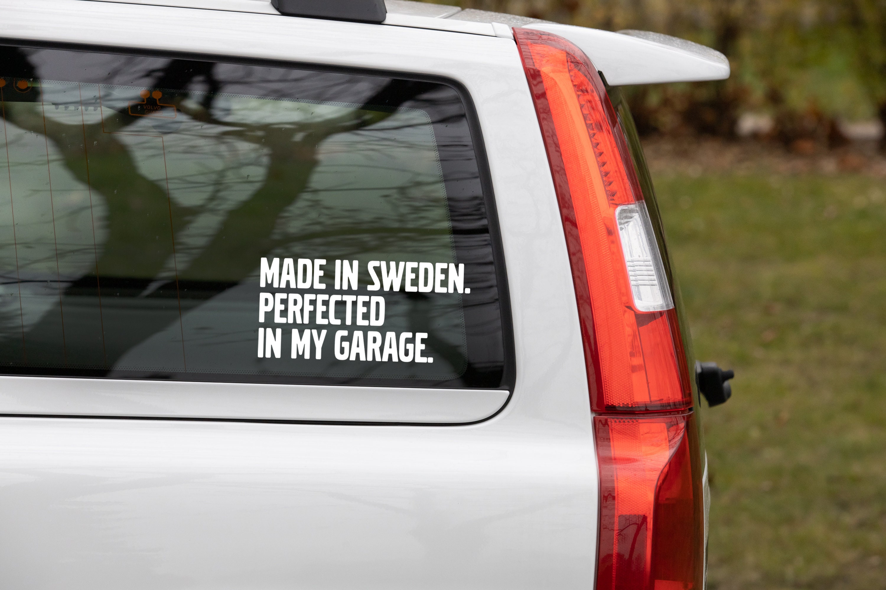 Hergestellt in Schweden Windschutzscheiben-Aufkleber, Vinyl,  Fensteraufkleber, Autoaufkleber, passend für Volvo Saab