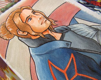 James "Bucky" Barnes Revolution Watercolor Painting A5 Original Comic Book Interior Design for Fan of Marvel MCU Winter Soldier Thunderbolts