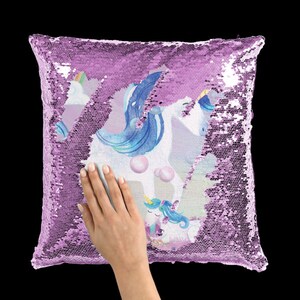 Unicorn and Baby Bubble Fantasy ~ Mermaid Flip Sequins / Reversible Sequins Pillow