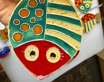 Soap Dish Handmade ceramic fish and tiles, Plate, Decorative tray, soap dish, pottery fish, animal, decorative, jewellery dish, porcelain
