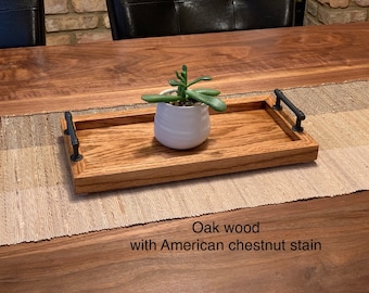 7 x 14 Decorative Oak Serving Tray