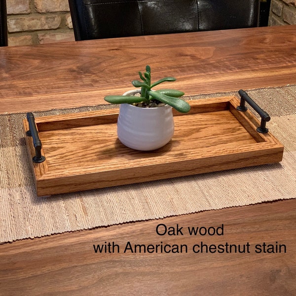 7 x 14 Decorative Oak Serving Tray