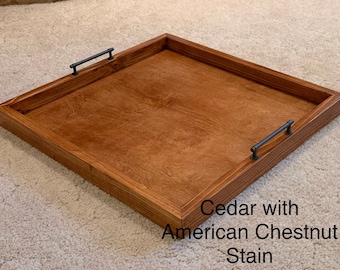 Large Oak or Cedar Ottoman Serving Tray