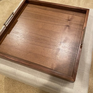 Large walnut ottoman serving tray