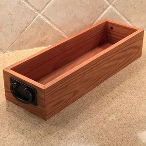17 x 5 x 3.5   Oak Wood Serving Basket Caddy