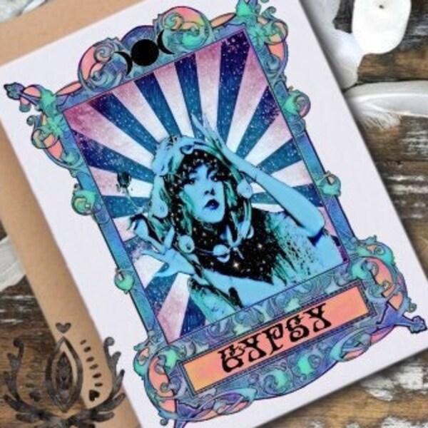 Stevie Nicks Gypsy  Blank Greeting Card with Kraft Envelope Ready to Ship Penpal Happy Mail Birthday Retro Rock n Roll