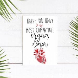 Lustige Geburtstagskarte für Schwester/Bruder "Happy Birthday meinem kompatiblen Organspender"" Aquarell ""Happy Birthday"""