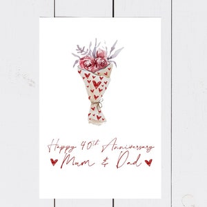 Biglietto d'auguri per il 40° anniversario di matrimonio di Ruby - Mamma e papà o qualsiasi nome ***Spedizione gratuita nel Regno Unito***