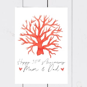 Koraal 35e huwelijksverjaardag kaart - mama & papa of welke naam dan ook***Gratis Britse verzending***