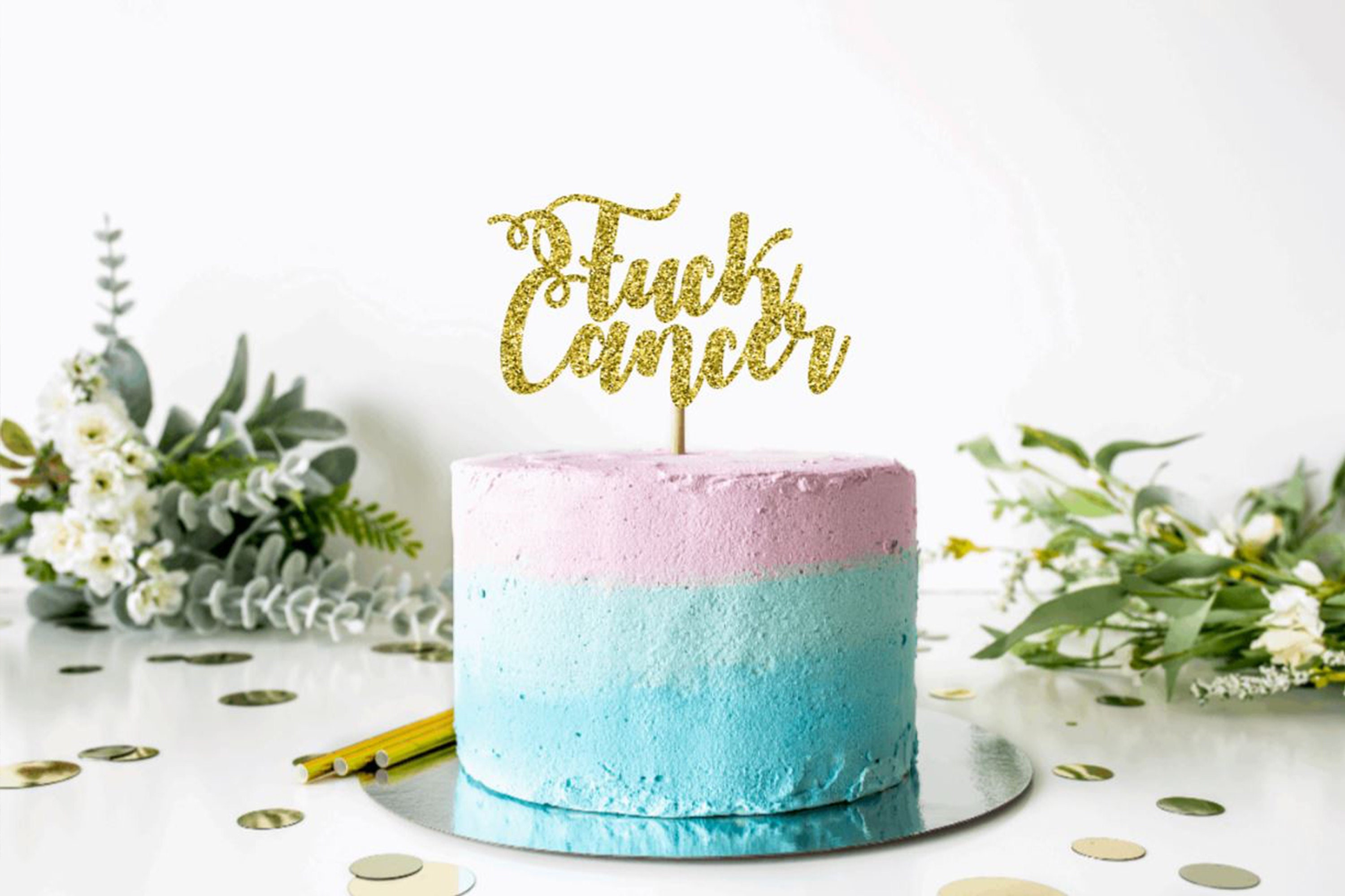Topper per torta di compleanno con scritta in lingua inglese “Happy Fucking Birthday” tagliato al laser 