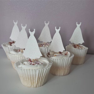 Trouwjurk glitter cupcake toppers ***Gratis verzending VK***
