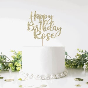 Gefeliciteerd met je verjaardag, taarttopper met naam ***Gratis levering in het VK***