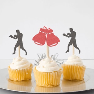 Boxing Gloves & Silhouette Cupcake Toppers ***Free UK Delivery***