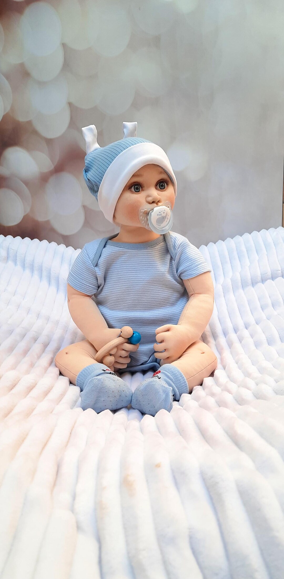 Boy Ragdoll Handmade OOAK Rag Realistic Textile Boy Doll With Pacifier Soft Fabric ...