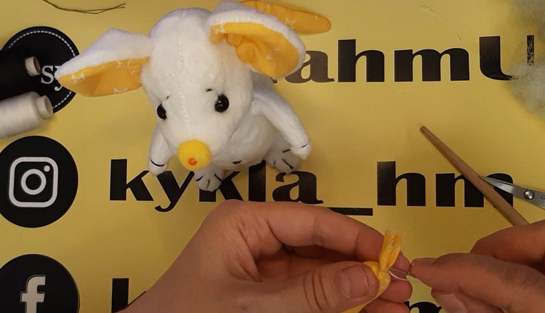 Tutorial PDF pattern sewing tutorial Mouse Handmade stuffed animal video class toy video tutorial kawaii mouse plush poseable plush mouse image 10