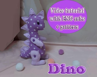 dinosaur pdf pattern with Pattern DIY VIDEO Sewing Toys Dino Sewing Tutorial Fabric toy Tutorial Soft Toy dedinosaur Sewing Pattern
