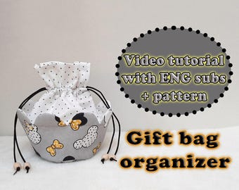 Pattern DIY Fabric Gift Bag Organizer Easy Sewing Tutorial with English Subtitles fabric bag tutorial gift bag organizer sewing fabric pouch