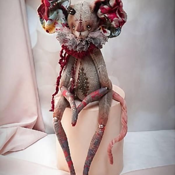 OOAK Gothic Rat Doll Morvena Handmade Art Doll Witch Familiar Dark Academia Decor Fantasy Creature Plush Luxury Collectible Unique Gift