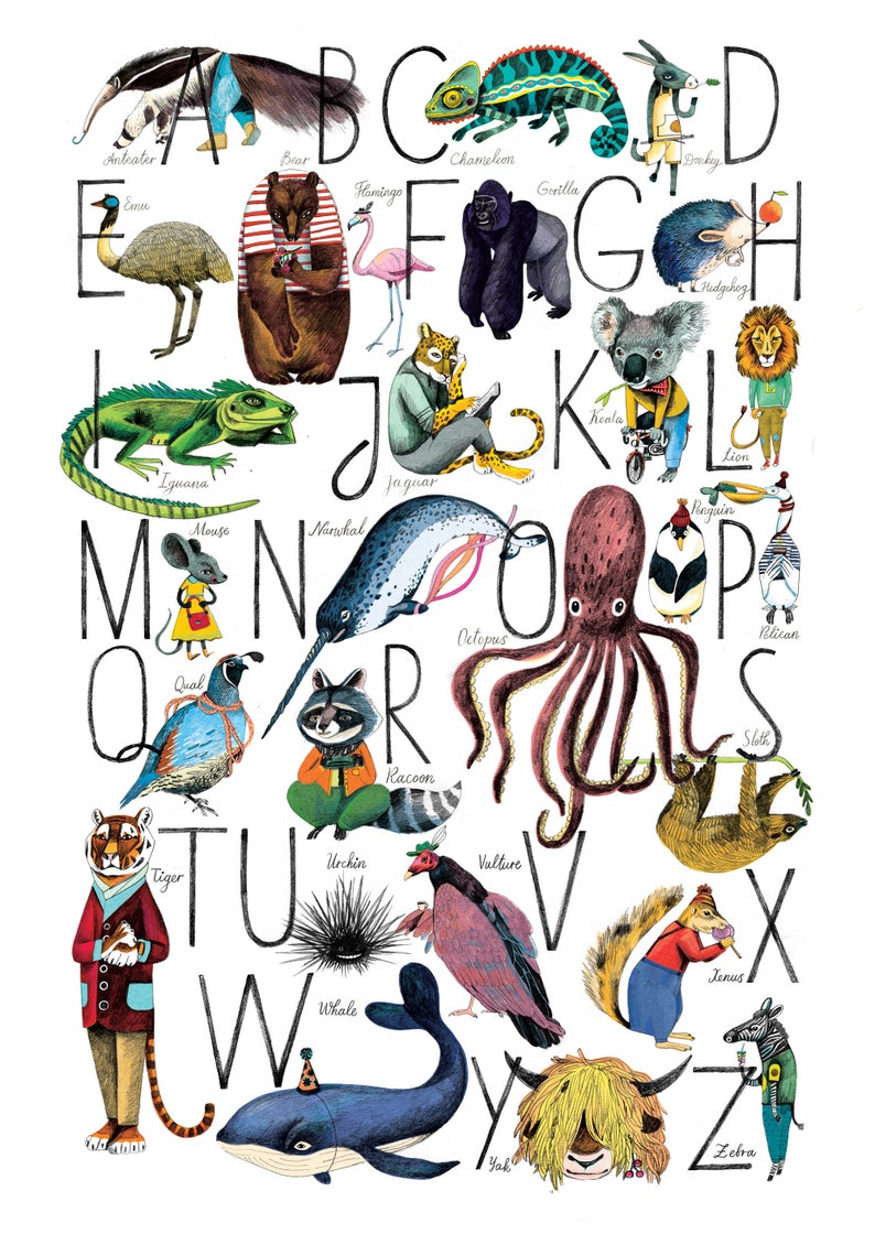 Alphabet. Animals. English | Etsy