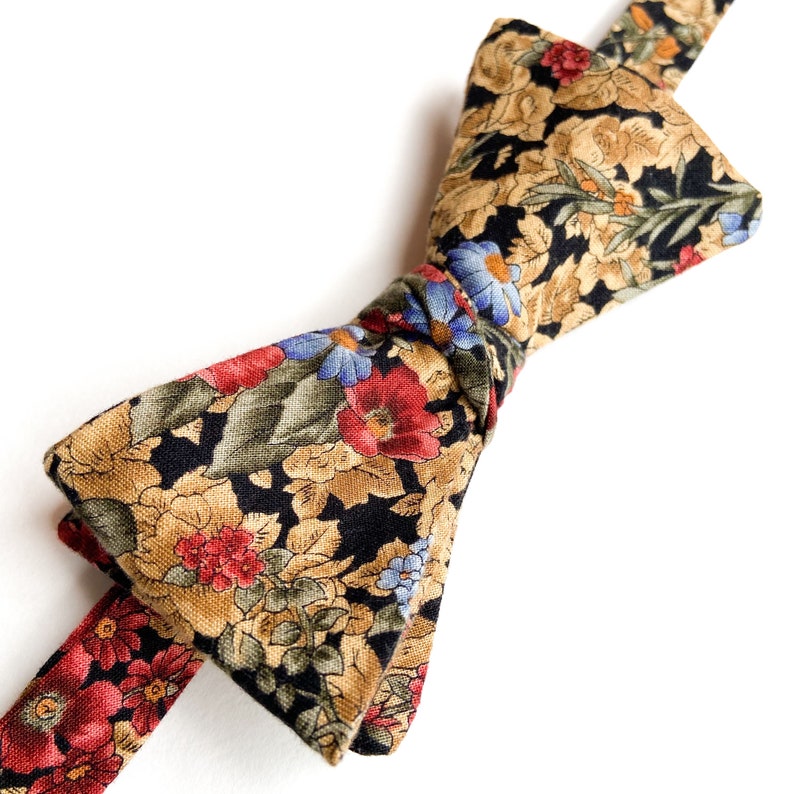 Mens Floral Self Tie Bow Tie, Gift for Dad, Valentines Day Gift for Him