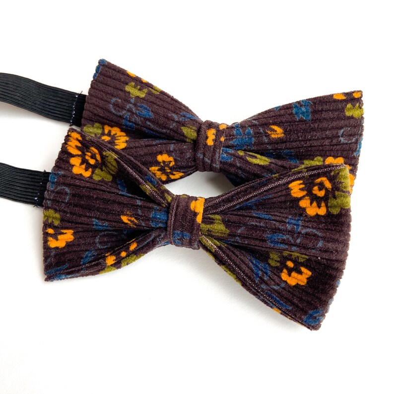 Mens Floral Brown Bow Tie, Gift for Dad, Valentines Day Gift for Him