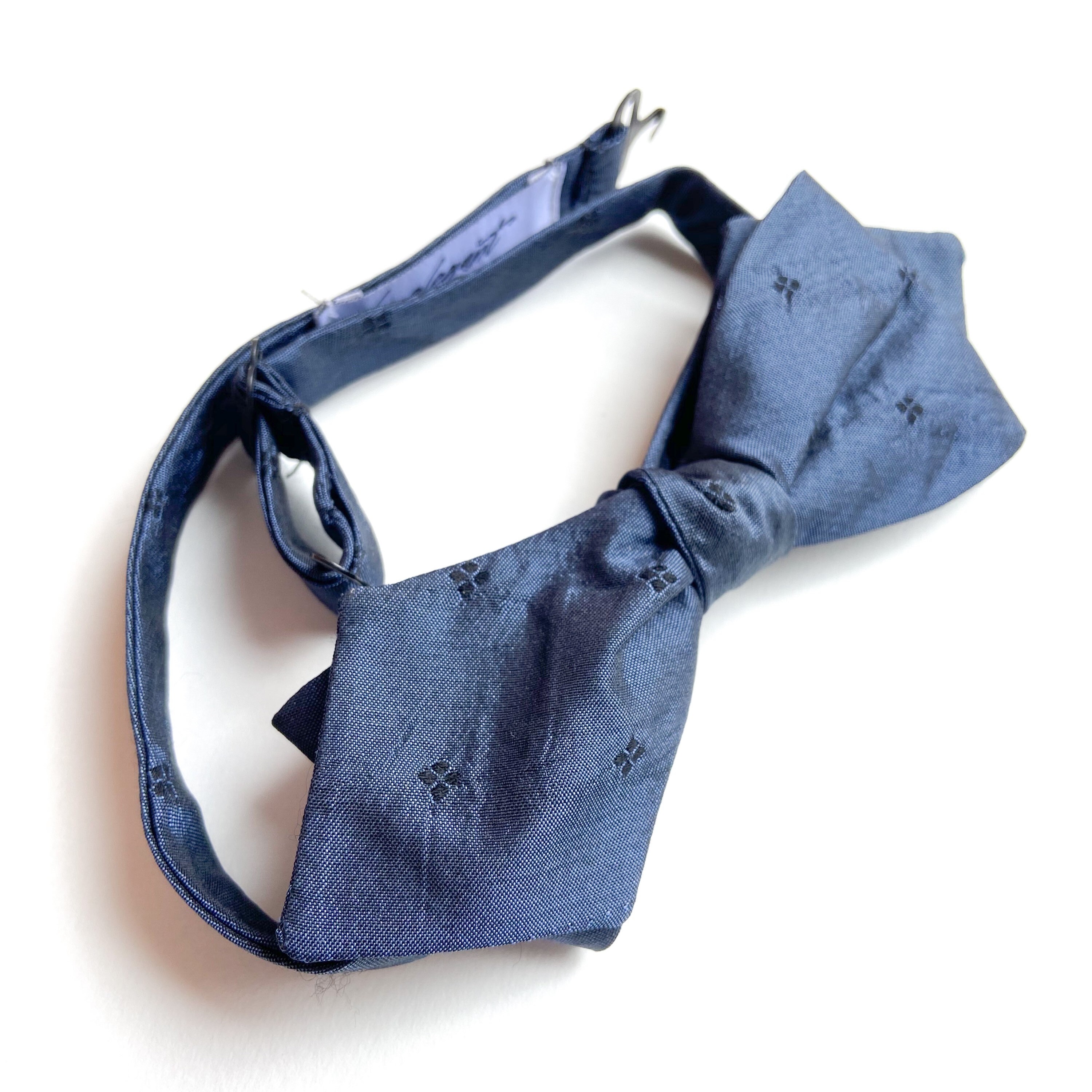 Mens Silk Blue Self Tie Bow Tie, Gift for Dad, Valentines Day Gift for