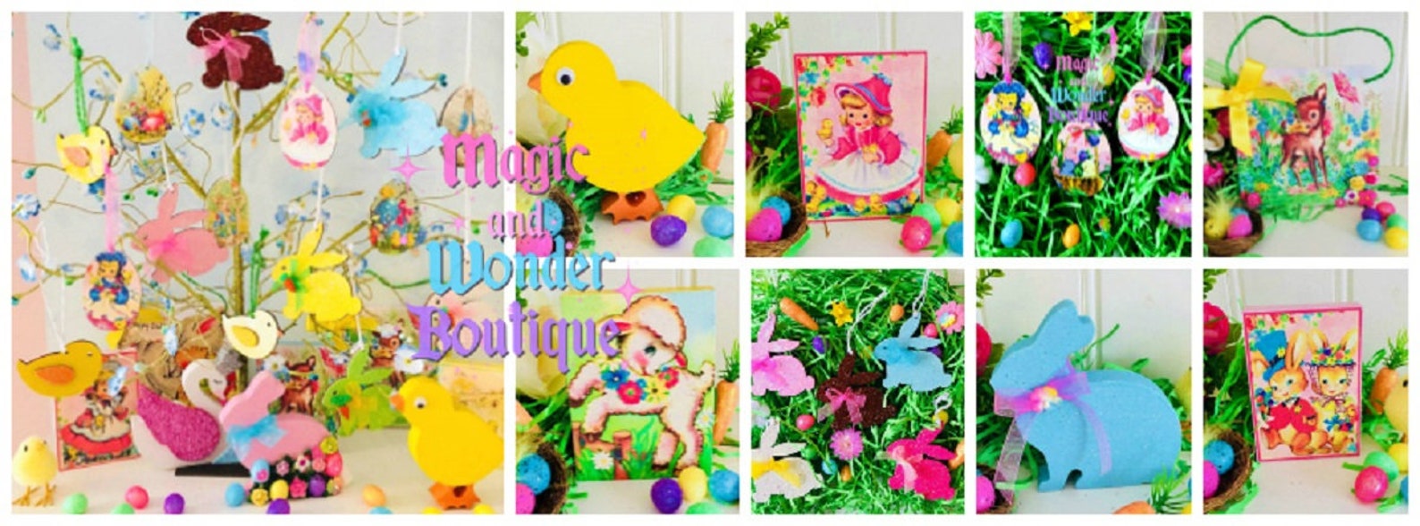 Set of Glitter Easter Bunny Decorations Easter Bunny Easter Etsy