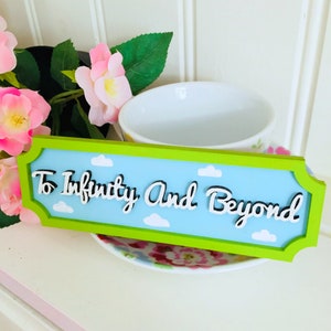 To Infinity and Beyond, Mini Street Sign, Disney reveal, Leaning Plaque, Toy Story decor, Disney Inspired, wall sign, mini plaque,