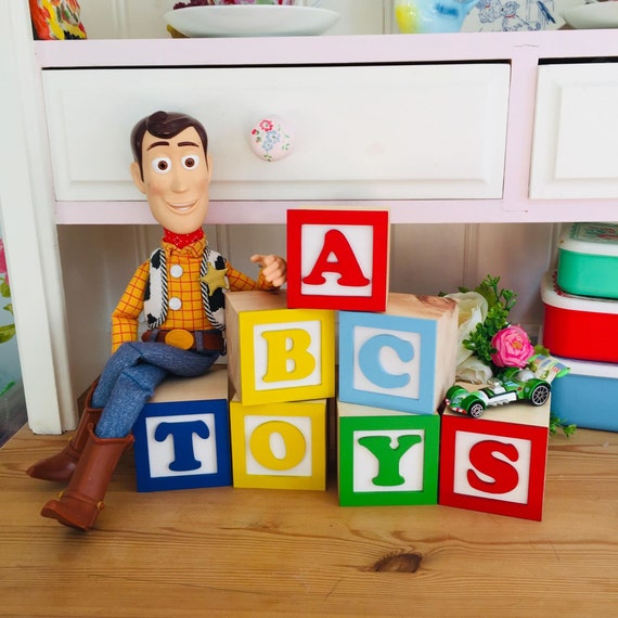 Wooden Name Blocks Toy Story Personalised Letter Alphabet Decor Bedroom Childrens Gift