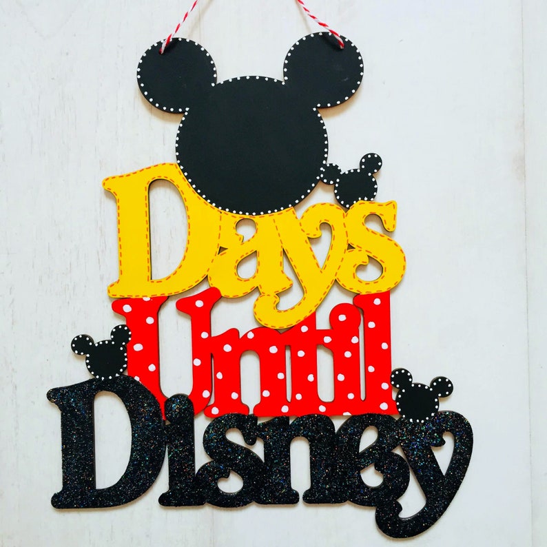 Days Until Disney Black Glitter Hanging Sign Chalk Blackboard Etsy