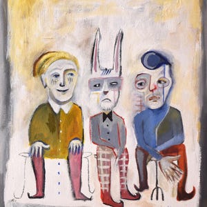 Pintura original  humorística de personajes surrealistas