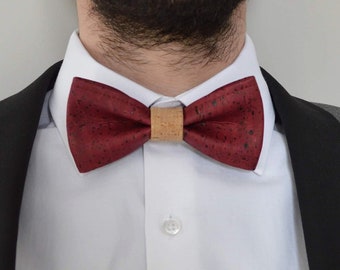 Burgundy cork bow tie for adults