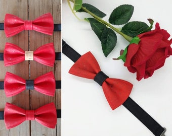 Red cork bow tie for adults