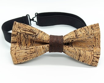 Brown cork bow tie for adults