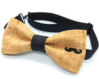 Adult - Cork bow tie with mustache