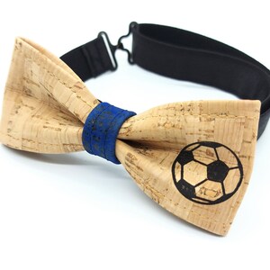 Soccer cork bow tie 4-12 years #3 Centre bleu