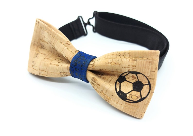 Soccer cork bow tie 4-12 years #3 Centre bleu