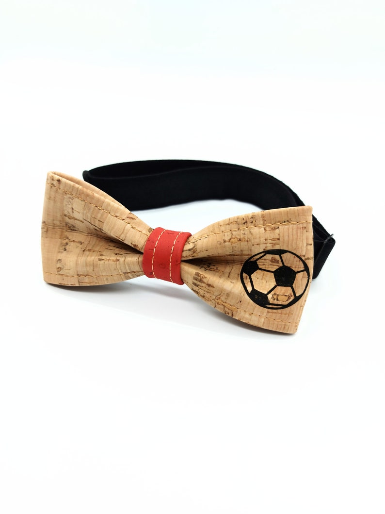 Soccer cork bow tie 4-12 years #6 Centre rouge