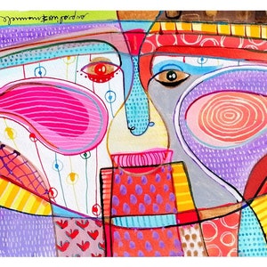 illustrazione con faccia di uomo, ritratto surreale, quadro rettangolare, pezzo unico dipinto a mano con inchiostro di china su carta