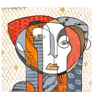 mezzo busto di uomo, illustrazione surreale, inchiostro di china su carta fabriano 300 gr