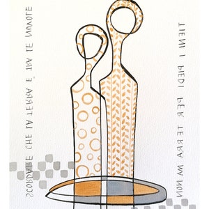 dipinto minimalista concettuale, persone sulle nuvole, illustrazione, inchiostro di china su carta fabriano 300 gr
