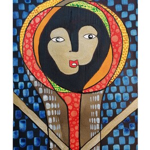 illustrazione di volto di donna, dipinto etnico, inchiostro di china su carta fabriano 300 gr